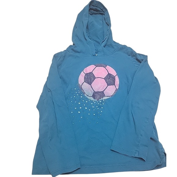 Carter's Other - Carters Kid Girls Teal Blue Soccer Ball Glitter Graphic Hooded Long Sleeve Tee 7